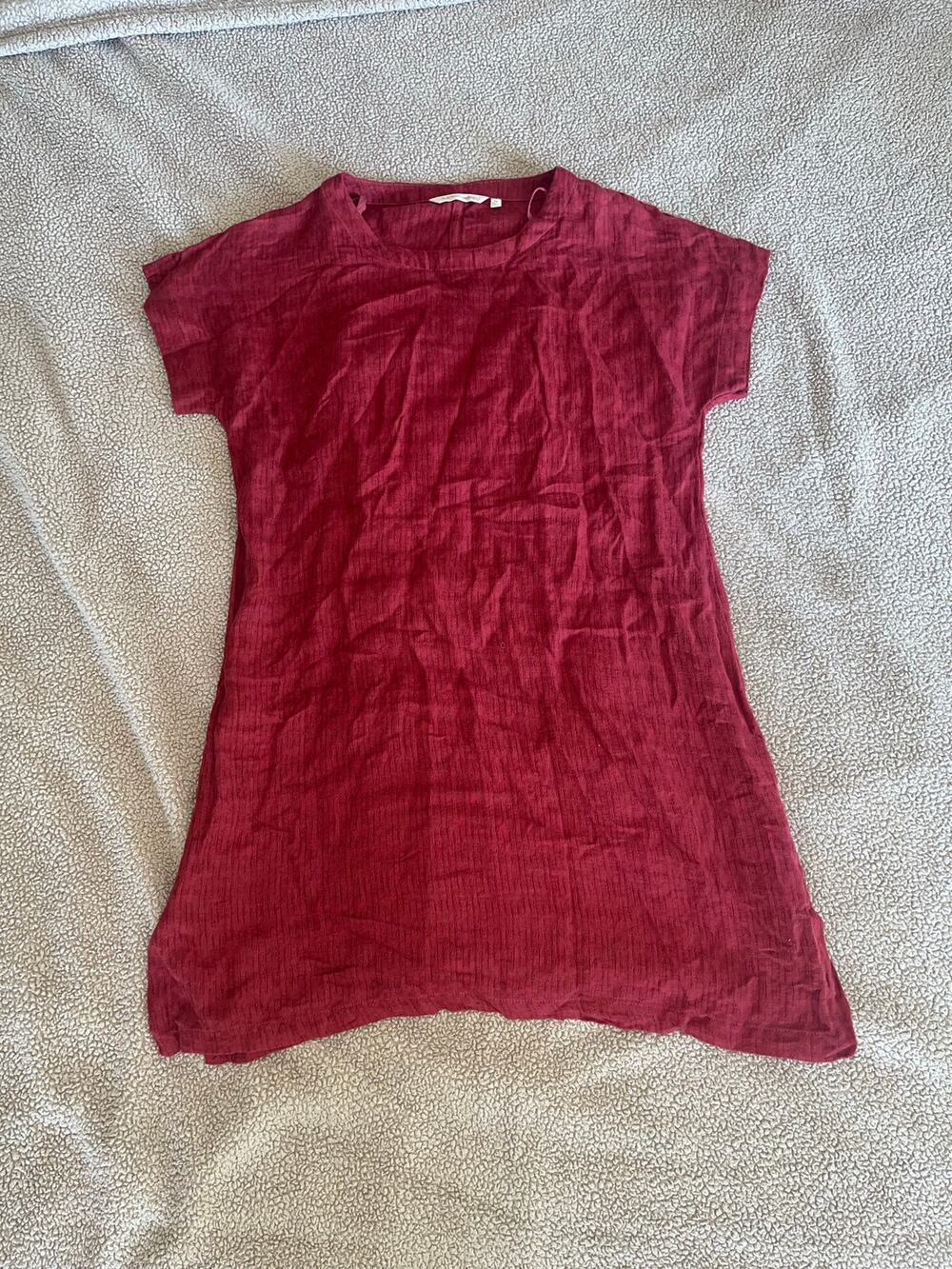 Soft Surroundings Linen Cotten Basic Brick Red Dress Sz S